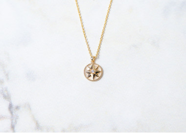 The Compass Collection Pendant 8mm Nude Gold Including Adjustable Necklace up to 45cm