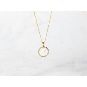 The Sun Collection Pendant 15mm Opal White Including Adjustable Necklace up to 45cm