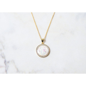 The Sun Collection Pendant 15mm Opal White Including Adjustable Necklace up to 45cm