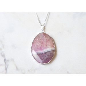 The Gemstone Collection Pendant 30mm x 40mm Quartz Pink Including Adjustable Necklace up to 45cm