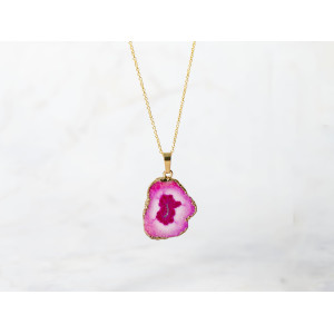 The Gemstone Collection Pendant 20mm x 25mm Fuschia Pink Including Adjustable Necklace up to 45cm