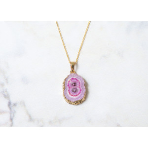 The Gemstone Collection Pendant 20mm x 25mm Fuschia Pink Including Adjustable Necklace up to 45cm