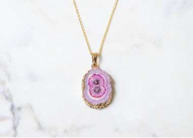 The Gemstone Collection Pendant 20mm x 25mm Fuschia Pink Including Adjustable Necklace up to 45cm