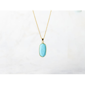 The Gemstone Collection Pendant 10mm x 25mm Turquoise Blue Including Adjustable Necklace up to 45cm