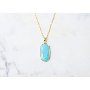 The Gemstone Collection Pendant 10mm x 25mm Turquoise Blue Including Adjustable Necklace up to 45cm