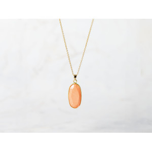 The Gemstone Collection Pendant 10mm x 25mm Creamy Peach Including Adjustable Necklace up to 45cm