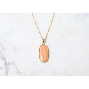 The Gemstone Collection Pendant 10mm x 25mm Creamy Peach Including Adjustable Necklace up to 45cm