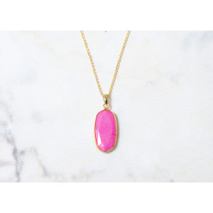 The Gemstone Collection Pendant 10mm x 25mm Barbie Pink Including Adjustable Necklace up to 45cm