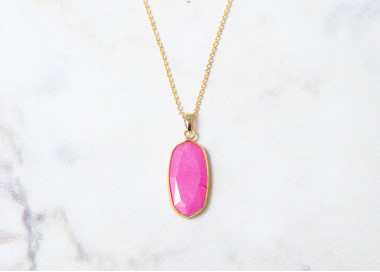 The Gemstone Collection Pendant 10mm x 25mm Barbie Pink Including Adjustable Necklace up to 45cm