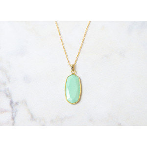 The Gemstone Collection Pendant 10mm x 25mm Happy Green Including Adjustable Necklace up to 45cm