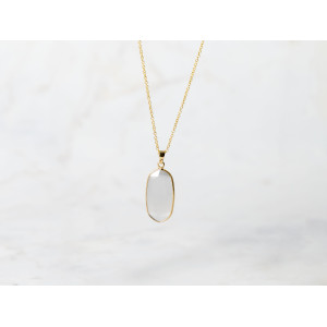 The Gemstone Collection Pendant 10mm x 25mm Quartz Grey Including Adjustable Necklace up to 45cm