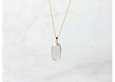 The Gemstone Collection Pendant 10mm x 25mm Quartz Grey Including Adjustable Necklace up to 45cm