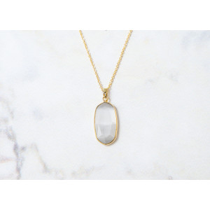 The Gemstone Collection Pendant 10mm x 25mm Quartz Grey Including Adjustable Necklace up to 45cm