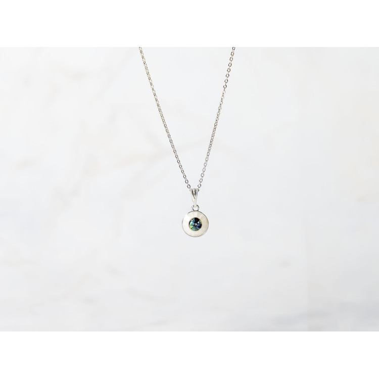 The Evil Eye Collection Pendant 8mm White Chrome Including Adjustable Necklace up to 45cm