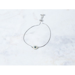 The Evil Eye Collection Bracelet 8mm White Chrome Freesize With Adjustable Bracelet