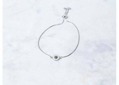 The Evil Eye Collection Bracelet 8mm White Chrome Freesize With Adjustable Bracelet