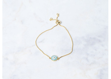 The Evil Eye Collection Bracelet 8mm Azure Blue Freesize With Adjustable Bracelet