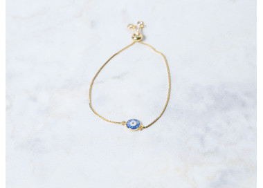 The Evil Eye Collection Bracelet 8mm Lapis Blue Freesize With Adjustable Bracelet