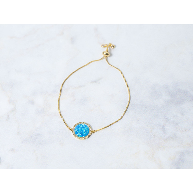 The Sun Collection Bracelet 15mm Opal Blue Freesize With Adjustable Bracelet