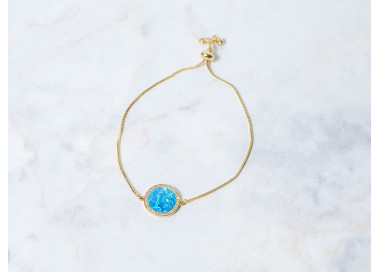 The Sun Collection Bracelet 15mm Opal Blue Freesize With Adjustable Bracelet