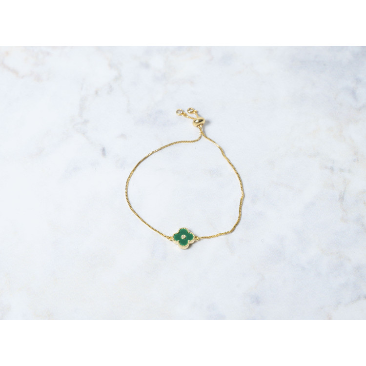 The Clover Collection Bracelet 10mm Racing Green Freesize With Adjustable Bracelet