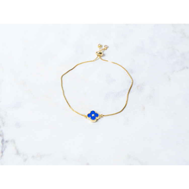 The Clover Collection Bracelet 10mm Electric Blue Freesize With Adjustable Bracelet