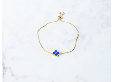 The Clover Collection Bracelet 10mm Electric Blue Freesize With Adjustable Bracelet