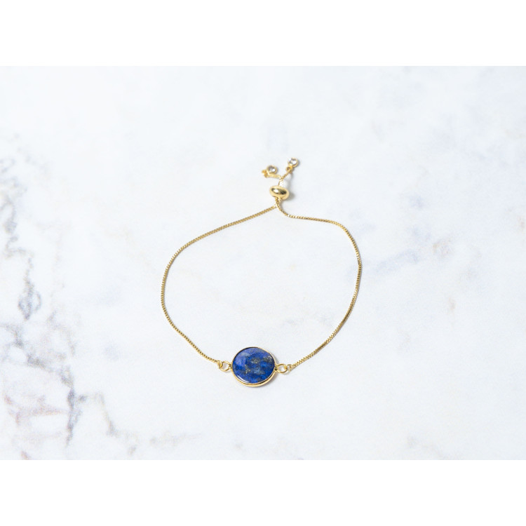 The Moon Collection Bracelet 12mm Lapis Blue Freesize With Adjustable Bracelet