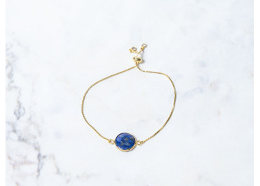 The Moon Collection Bracelet 12mm Lapis Blue Freesize With Adjustable Bracelet