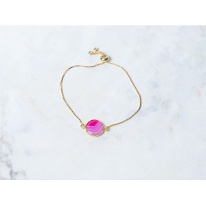 The Moon Collection Bracelet 12mm Pinky Agate Freesize With Adjustable Bracelet