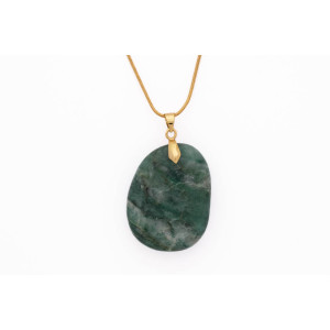 African Jade gemstone on a gold coloured necklace