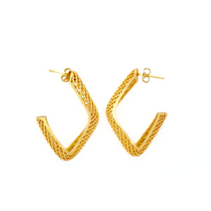 Perforated Twisted Half-Loop Earrings in Gold Colour