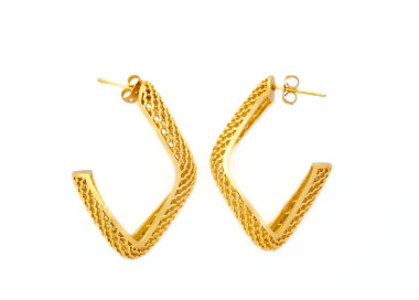 Perforated Twisted Half-Loop Earrings in Gold Colour