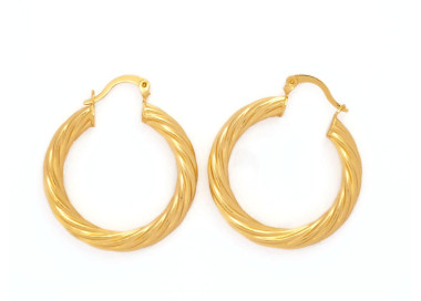 Twisted Loop Earrings in Gold Colour