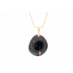 Sardonyx Black gemstone pendant on a gold coloured necklace