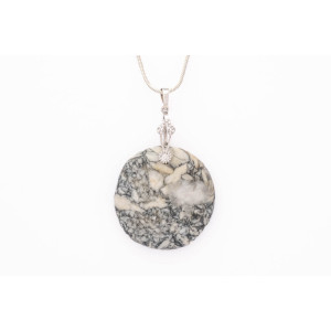 Pinolith Gemstone Pendant on a silver coloured necklace