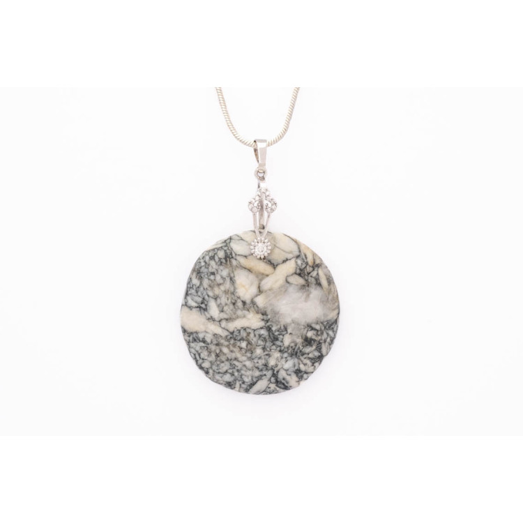 Pinolith Gemstone Pendant on a silver coloured necklace