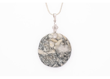 Pinolith Gemstone Pendant on a silver coloured necklace