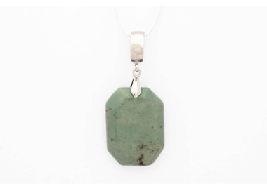 Aventurine gemstone pendant on a silver coloured necklace