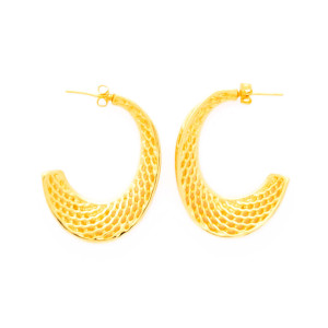 Perforated Loop Earrings in Gold Colour