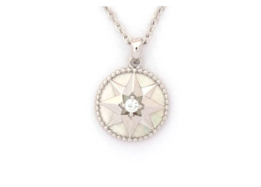 The Compass Collection Pendant 8mm White Silver Including Adjustable Necklace up to 45cm