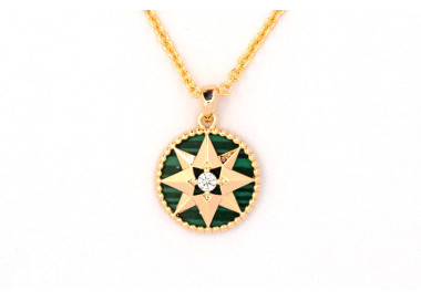 The Compass Collection Pendant 8mm Malachite Green Including Adjustable Necklace up to 45cm