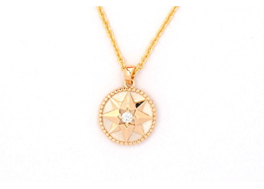 The Compass Collection Pendant 8mm Nude Gold Including Adjustable Necklace up to 45cm