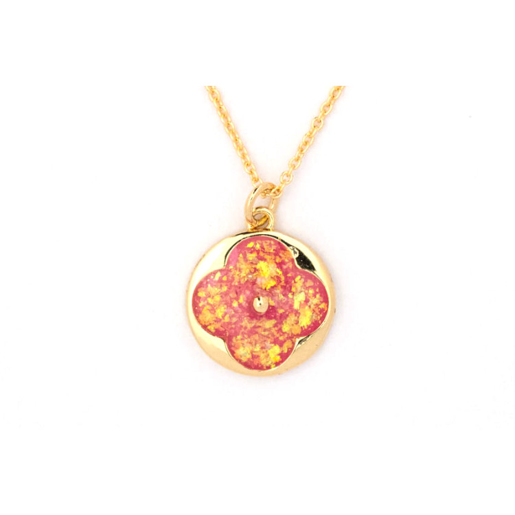 The Clover Collection Pendant 15mm Pinky Red Including Adjustable Necklace up to 45cm