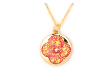 The Clover Collection Pendant 15mm Pinky Red Including Adjustable Necklace up to 45cm