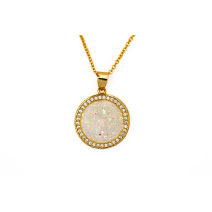 The Sun Collection Pendant 15mm Opal White Including Adjustable Necklace up to 45cm