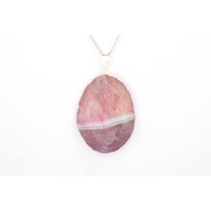 The Gemstone Collection Pendant 30mm x 40mm Quartz Pink Including Adjustable Necklace up to 45cm