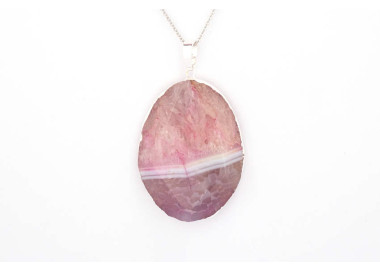 The Gemstone Collection Pendant 30mm x 40mm Quartz Pink Including Adjustable Necklace up to 45cm