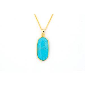 The Gemstone Collection Pendant 10mm x 25mm Turquoise Blue Including Adjustable Necklace up to 45cm