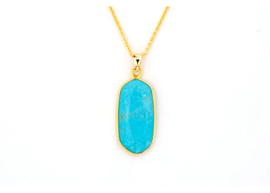 The Gemstone Collection Pendant 10mm x 25mm Turquoise Blue Including Adjustable Necklace up to 45cm